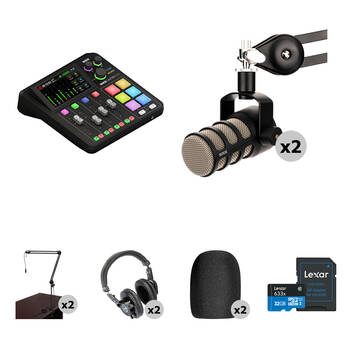 RODE RODECaster Duo 2-Person Podcasting Kit with PodMics, Broadcast Arms & Headphones