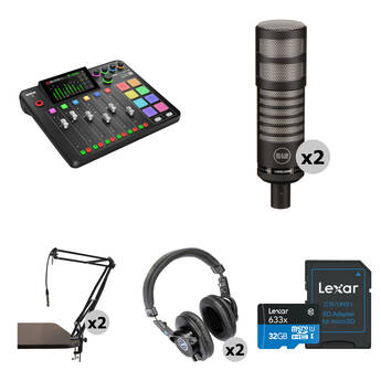 RODE RODECaster Pro II 2-Person Podcasting Value Kit with Mics, Boom Arms, and Headphones
