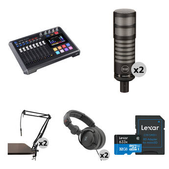 TASCAM Mixcast 4 Two-Person Podcast Value Kit with Limelight Mic, Boom Arm, and Headphones