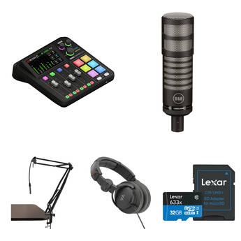 RODE RODECaster Duo Podcasting Kit with 512 AUDIO Limelight Mic, Boom Arm & Headphones