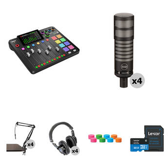 RODE RODECaster Pro II 4-Person Podcasting Value Kit with Mics, Boom Arms, Headphones, and More