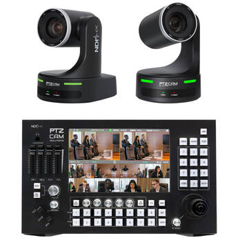 PTZCam IP Pro 20 AI Auto-Tracking PTZ 2-Camera Kit with Switch N8 8-Channel Controller