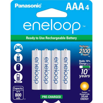 Panasonic eneloop AAA Rechargeable Ni-MH Batteries (800mAh, 4-Pack)