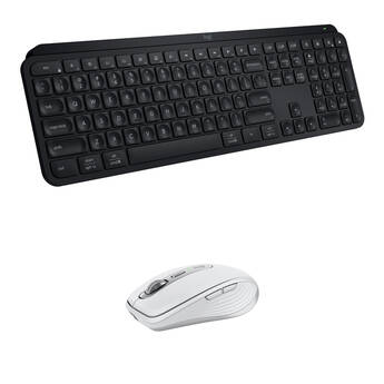 Logitech MX Wireless Keys S Keyboard and Anywhere 3S Mouse (Black / Pale Gray)