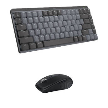 Logitech MX Wireless Mechanical Mini Keyboard and Anywhere 3S Mouse Kit (Tactile, Grey/Black)