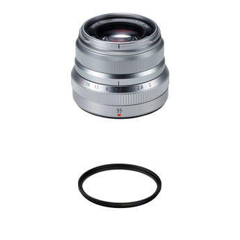 FUJIFILM XF 35mm f/2 R WR Lens with UV Filter Kit (Silver)