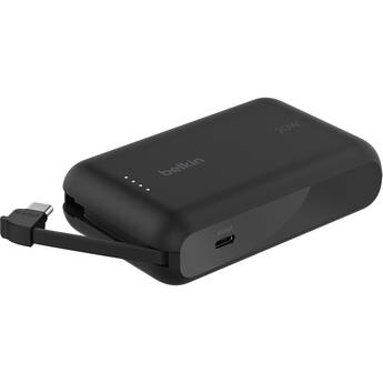 Belkin BoostCharge Power Bank 10K with Integrated USB-C Cable (10,000mAh, Black)