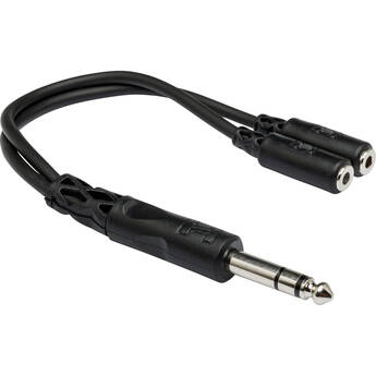 Hosa Technology 1/4" Stereo Male to 2 3.5mm Stereo Female Y Cable (6")