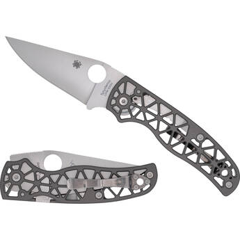 Spyderco Edgerati Folding Knife (Serrated Edge, Satin Blade, Gray Handle)