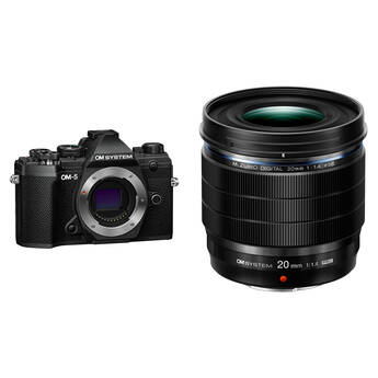 OM SYSTEM OM-5 Mirrorless Camera with 20mm f/1.4 Lens Kit (Black)