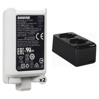 Shure SB903 Rechargeable Lithium-Ion Batteries for SLX-D Transmitters Kit with Dual-Docking Recharging Station (2-Pack)