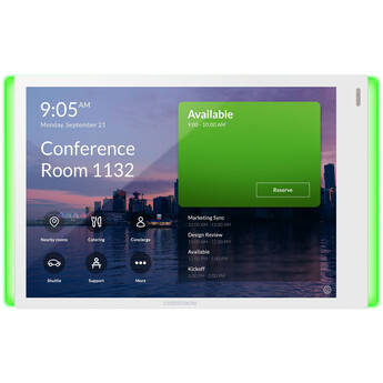 Crestron TSS-770-T-W-S-LB 7" Touchscreen Room Scheduling Monitor with Light Bar Kit for Microsoft Teams (White)