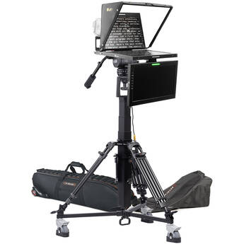 ikan PT419W 19" Widescreen 3G-SDI Teleprompter with Widescreen Talent Monitor, Motorized Pedestal & Dolly Turnkey
