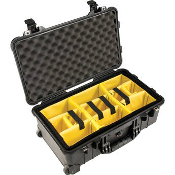 Pelican 1510 Carry On Case with Yellow and Black Divider Set (Black)