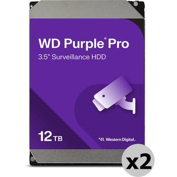 WD 12TB Purple Pro 7200 rpm SATA III 3.5" Internal Surveillance Hard Drive (Retail, 2-Pack)