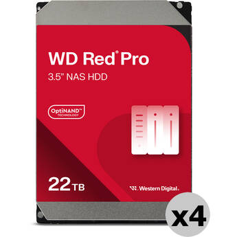 WD 22TB Red Pro 7200 rpm SATA III 3.5" Internal NAS HDD (4-Pack)