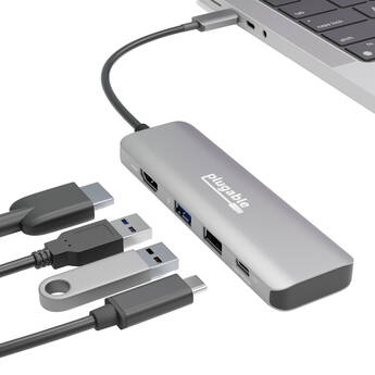 Plugable 4-in-1 100W USB-C Hub (Silver)
