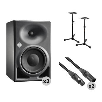 Neumann KH 150 Active 6.5" 2-Way Studio Monitor Kit with Speaker Stands and XLR Cable (Anthracite)
