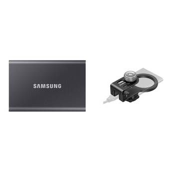 Samsung 2TB T7 Portable SSD with MagSafe/Cold Shoe SSD Holder (Titan Gray)