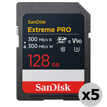 SanDisk 128GB Extreme PRO UHS-II SDXC Memory Card (5-Pack)