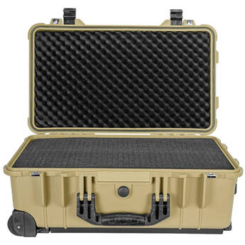 Eylar Carry-On Roller Gear Hard Case with 4-Layer Foam Set (Tan, 22")