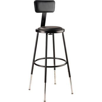 Oklahoma Sound Vinyl Padded Adjustable Height Stool with Backrest (24.5 - 32.5", Black)
