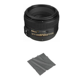 Nikon AF-S NIKKOR 50mm f/1.4G Lens with Cleaning Cloth Kit