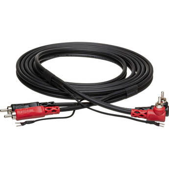 Hosa Technology 2 RCA Male to 2 RCA Male Angled with Ground Strap DJ Cable - 3.3'