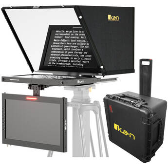 ikan Professional 15" SDI/HDMI PTZ Teleprompter Travel Kit with Widescreen Talent Monitor