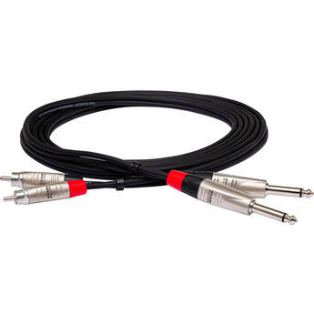 Hosa Technology HPR-005X2 Dual 1/4" TS Male to Dual RCA Male Stereo Audio Cable (5')