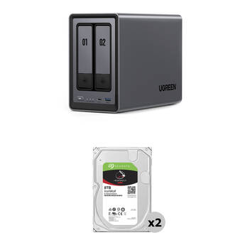 UGREEN 16TB NASync DXP2800 2-Bay NAS Enclosure Kit (2 x 8TB)