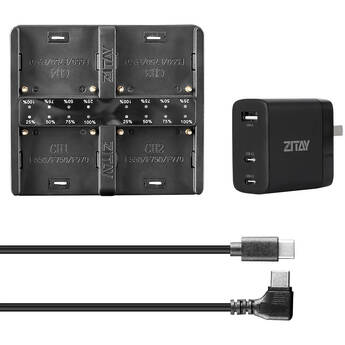 ZITAY Smart NP-F Battery Quad Charger Kit with PD Adapter