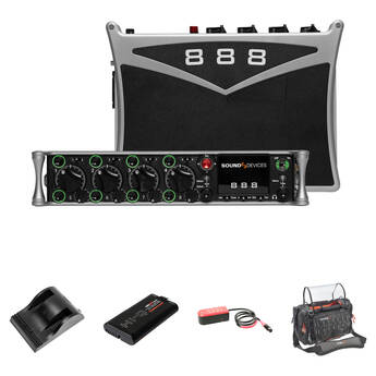 Sound Devices 833 8-Channel / 12-Track Multitrack Field Recorder Kit with Smart Battery, Charger, Battery Cup, and Bag