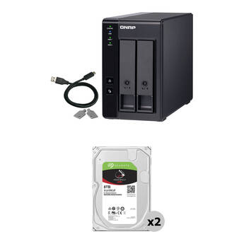 QNAP 16TB TR-002 2-Bay USB 3.2 Gen 2 RAID Expansion Enclosure Kit (2 x 8TB)