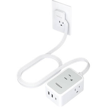 Tessan Ultra Thin Extension Cord with 3 USB Wall Charger