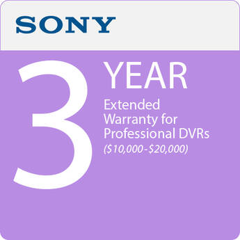 Sony SPSDVR20RSEW3 3-Year Extended Warranty for Professional DVRs  $10,000-20,000