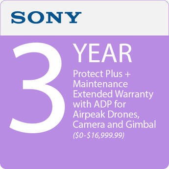 Sony 3-Year Protect Plus + Maintenance Extended Warranty with ADP for Airpeak Drones, Camera, and Gimbal ($0-$16,999.99)