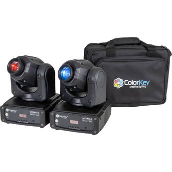 ColorKey Mobile Spot 50 Wireless Battery-Powered Moving Head Bundle with Carrying Bag (2-Pack)