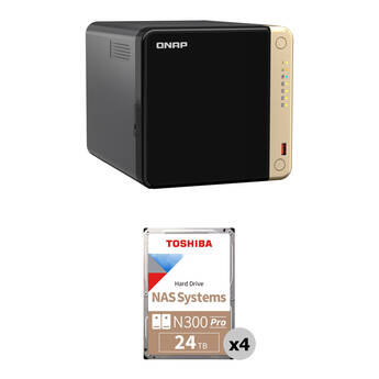 QNAP 96TB TS-464 4-Bay NAS Enclosure Kit with Toshiba N300 PRO NAS Drives (4 x 24TB)