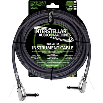 Interstellar Audio Machines Hyperdrive Premium 1/4" TS Male to 1/4" TS Male Instrument Cable (Right Angle to Right Angle, 20')