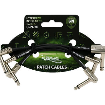 Interstellar Audio Machines Hyperdrive Premium Instrument Patch Cables Right-Angle 1/4" Male (6", 3-Pack)