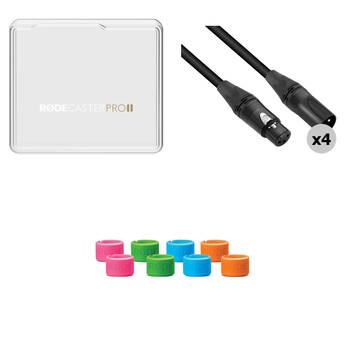 RODE RODECover II Polycarbonate Cover for RODECaster Pro II Kit with Four 10' XLR Cables and Color ID Rings Set