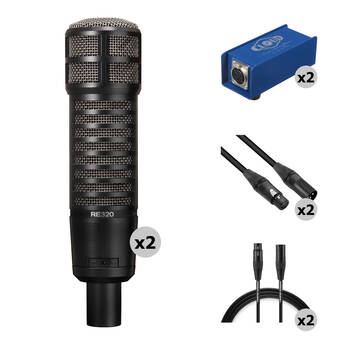 Electro-Voice RE320 Two-Person Dynamic Microphone Recording Kit with Cloudlifters & XLR Cables