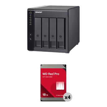 QNAP 72TB TR-004 4-Bay USB 3.2 Gen 1 RAID Expansion Enclosure Kit with WD Red Pro HDDs (4 x 18TB)