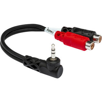 Hosa Technology Stereo Mini Male Angled to 2 RCA Female Y-Cable - 6"