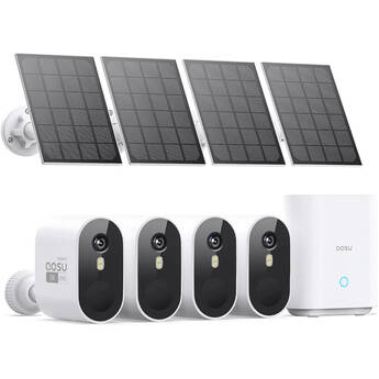 aosu SolarCam System Pro 2K Outdoor Wi-Fi Night Vision 4-Camera Kit