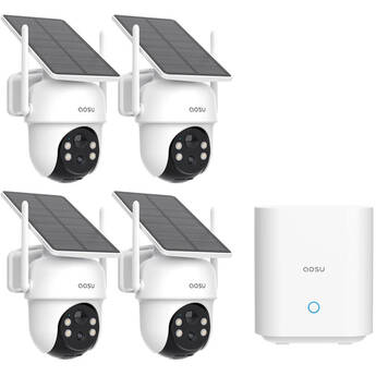 aosu SolarCam D1 Classic 2K Outdoor PTZ Wi-Fi Turret Night Vision 4-Camera Kit