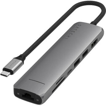 Satechi Slim USB-C 7-in-1 Multi-Port Adapter with Ethernet (Silver)