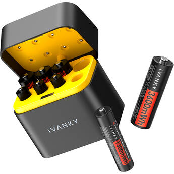 iVANKY Portable Charging Case with 4-Pack AAA and 4-Pack AA Rechargeable Lithium-Ion Batteries