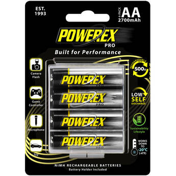 Powerex PRO AA Rechargeable NiMH Batteries (2700mAh, 4-Pack)